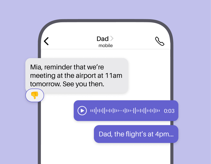 send reactions and audio messages