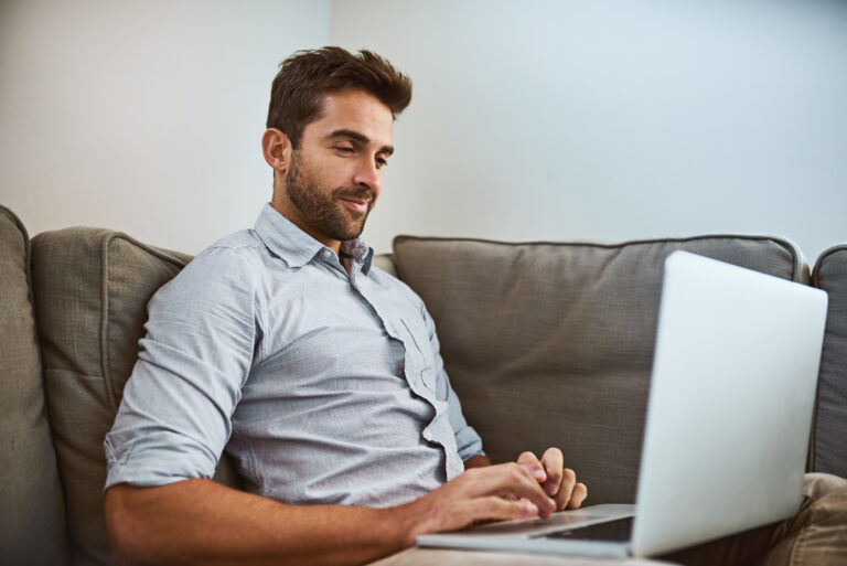 focused young man looking up facebook messenger alternative
